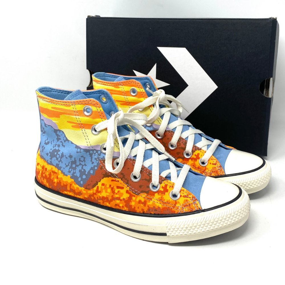 CONVERSE Men's 170843F CTAS Sneaker HI Magma Orange Sea Blue Canvas Eco Friendly - Picture 4 of 8